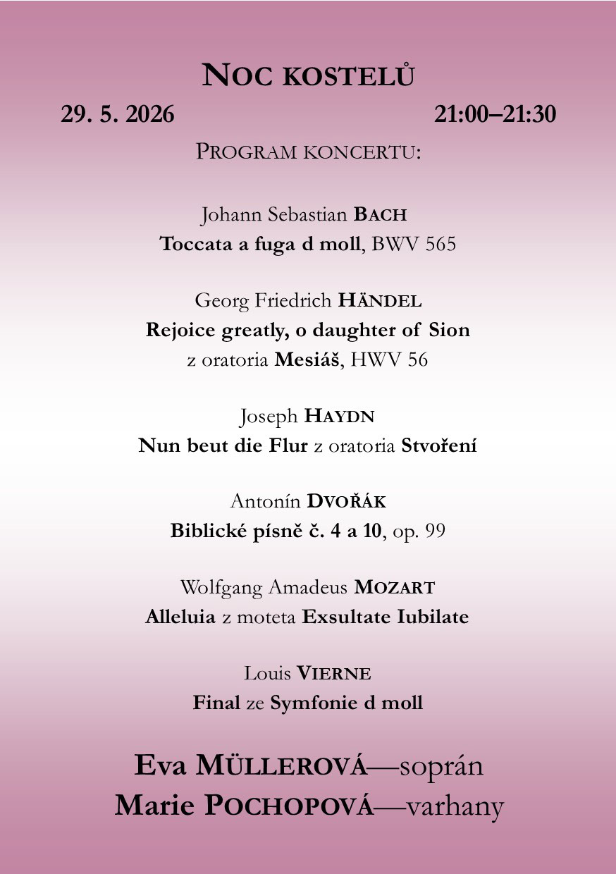 Noc kostelů 2026 program koncertu